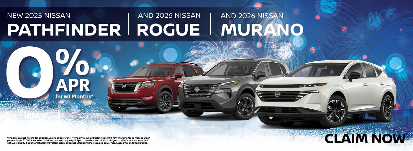 2025 Nissan Pathfinder and 2026 Nissan Rogue and 2026 Nissan